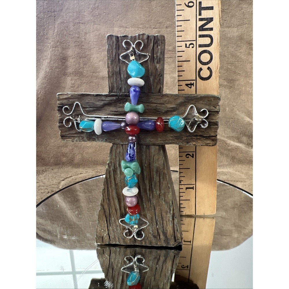 Carson Home Accents Cross 5x3.75 Resin Heavy Wire Beads Shelf Sitter - Picture 2 of 8